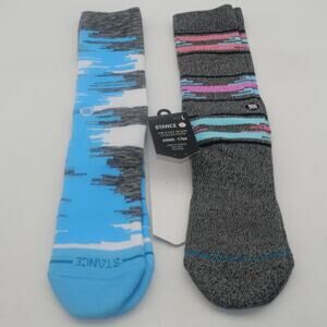 NEW Stance 2 Pack Dwyane Wade Collection Crew Socks Blue Grey Men's L 6-12